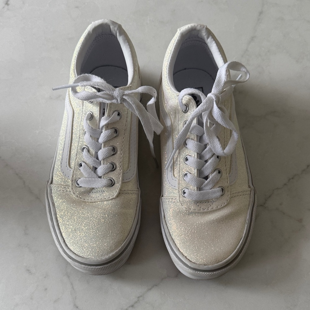 Vans Women's White Glitter Low-Top Sneakers
